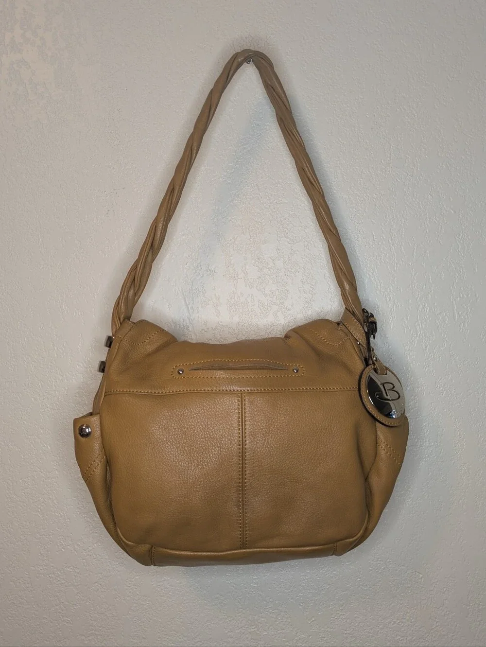 Authentic B. Makowsky Mustard Yellow Slouchy Leather Shoulder Bag